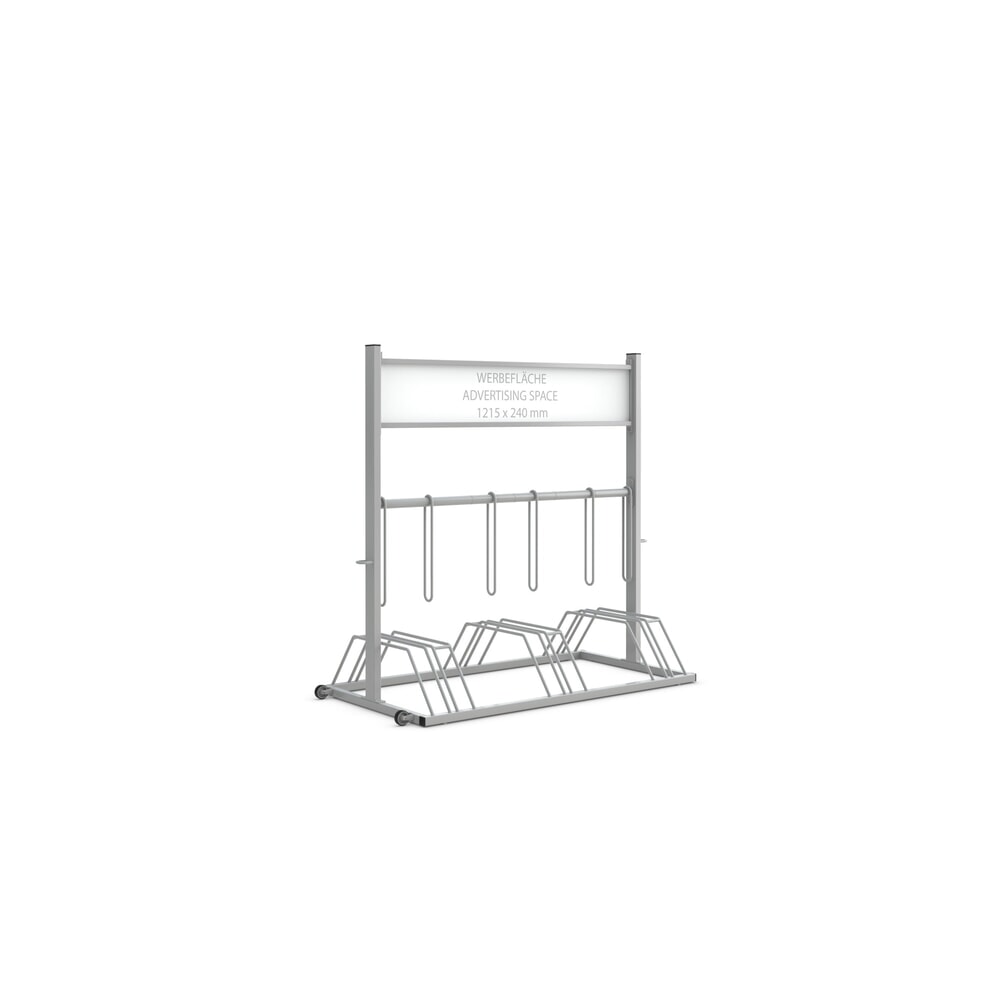 Product afbeelding: Fietsenrek met reclamevlak, buizenstaal, 1315x1300x700 mm