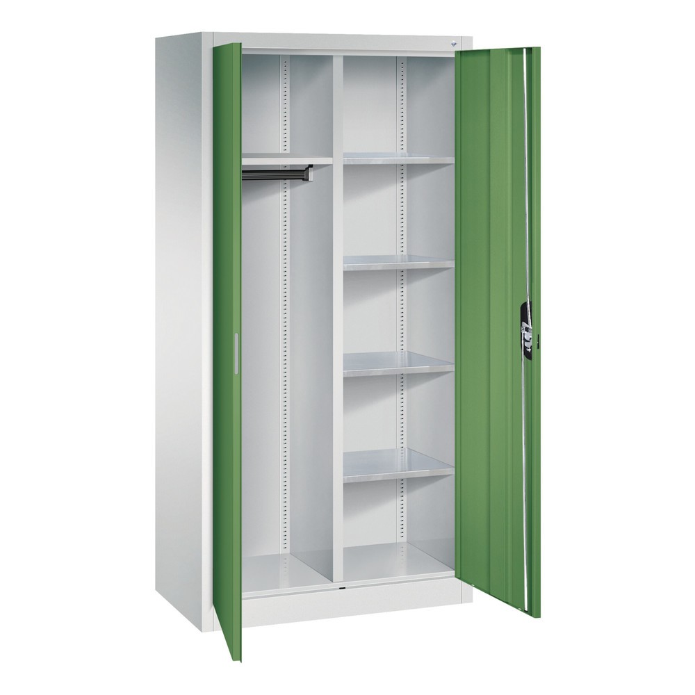 Productafbeelding nr. 3: Garderobekast C+P, 6 vakken + kledingstang, hxbxd 1.950 x 930 x 500 mm, lichtgrijs, zwartgrijs