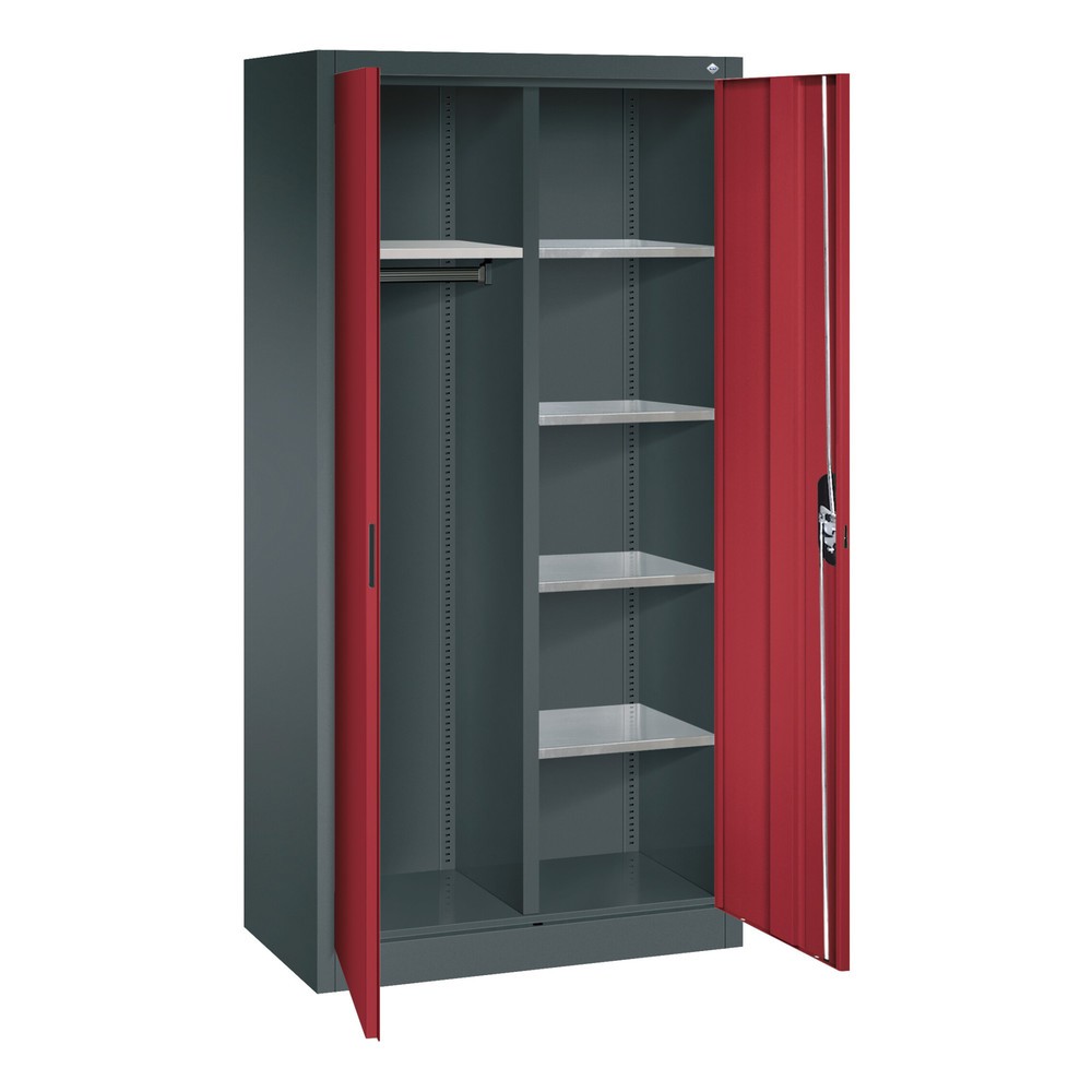 Productafbeelding nr. 3: Garderobekast C+P, 6 vakken + kledingstang, hxbxd 1.950 x 930 x 500 mm, antracietgrijs, lichtblauw