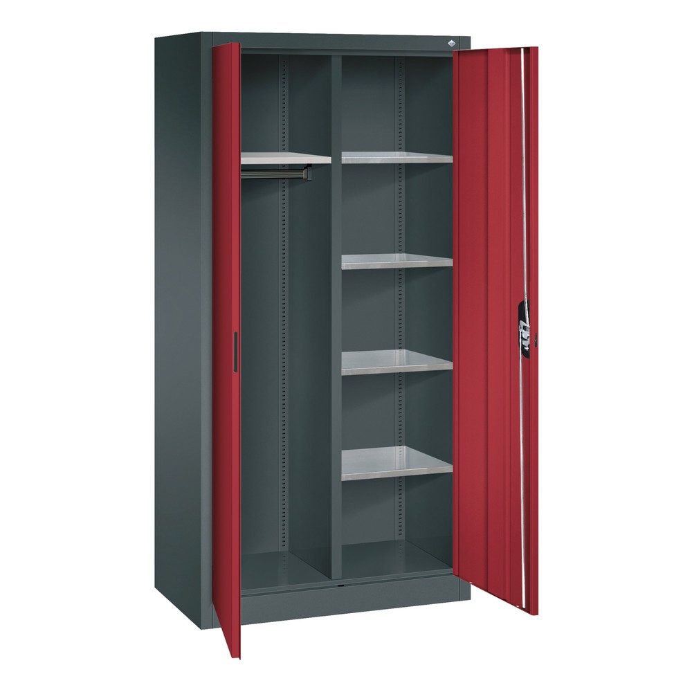 Productafbeelding nr. 4: Kantoorkast C+P 6 vakken + kledingstang, hxbxd 1.950 x 930 x 500 mm, antracietgrijs, robijnrood