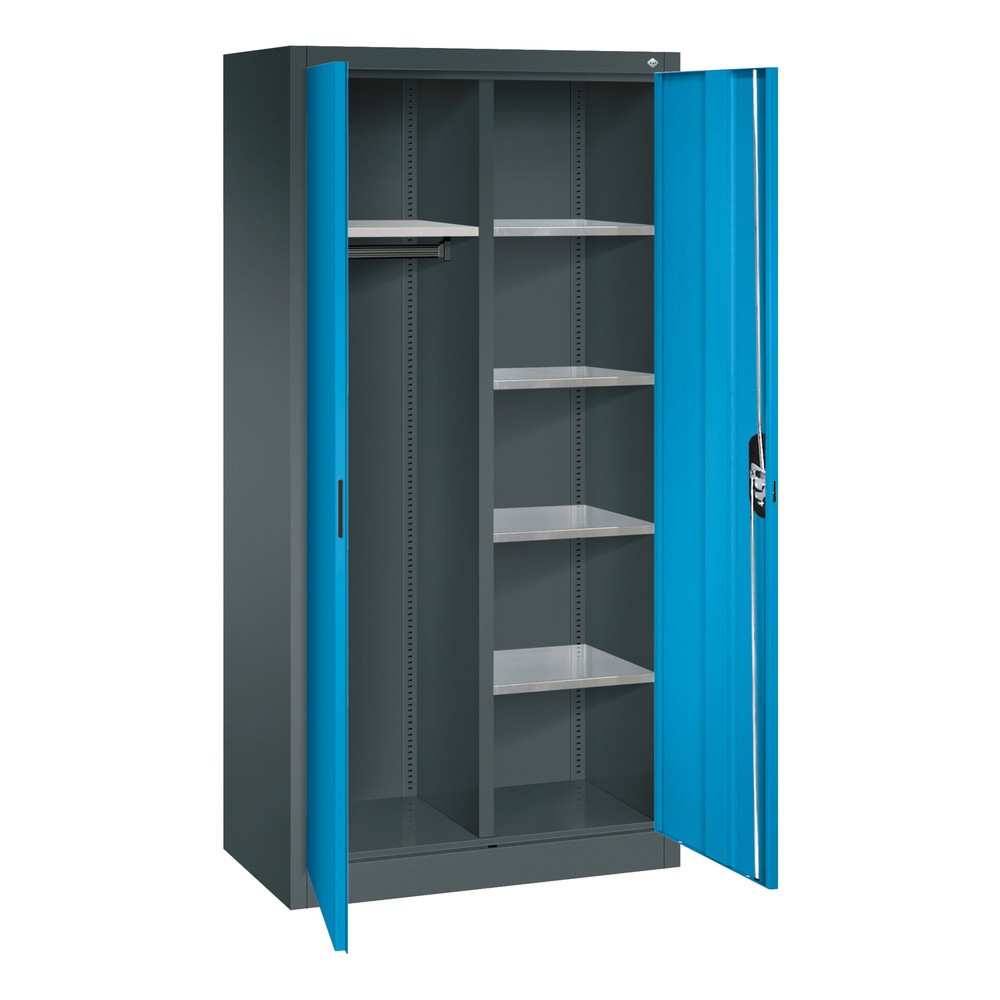 Productafbeelding nr. 5: Garderobekast C+P, 6 vakken + kledingstang, hxbxd 1.950 x 930 x 500 mm, antracietgrijs, lichtblauw