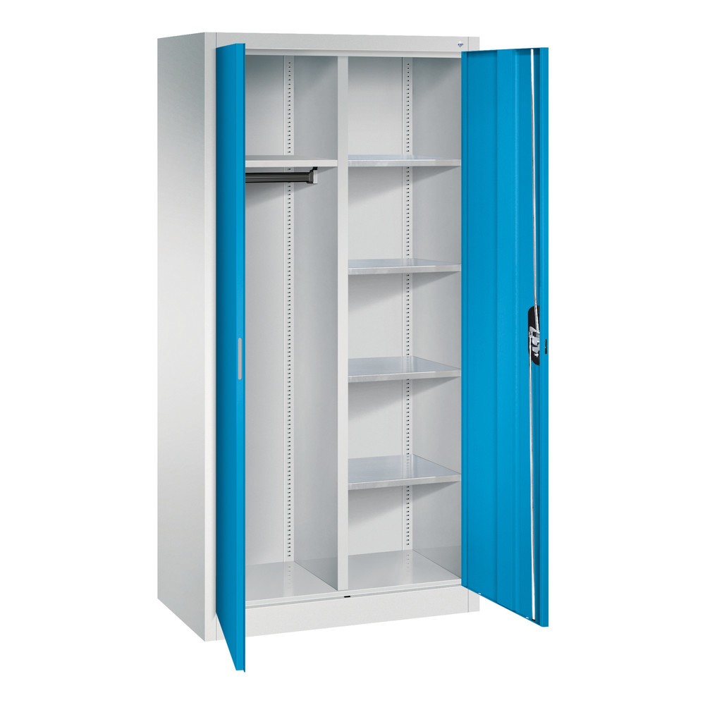 Productafbeelding nr. 5: Garderobekast C+P, 6 vakken + kledingstang, hxbxd 1.950 x 930 x 500 mm, lichtgrijs, lichtblauw