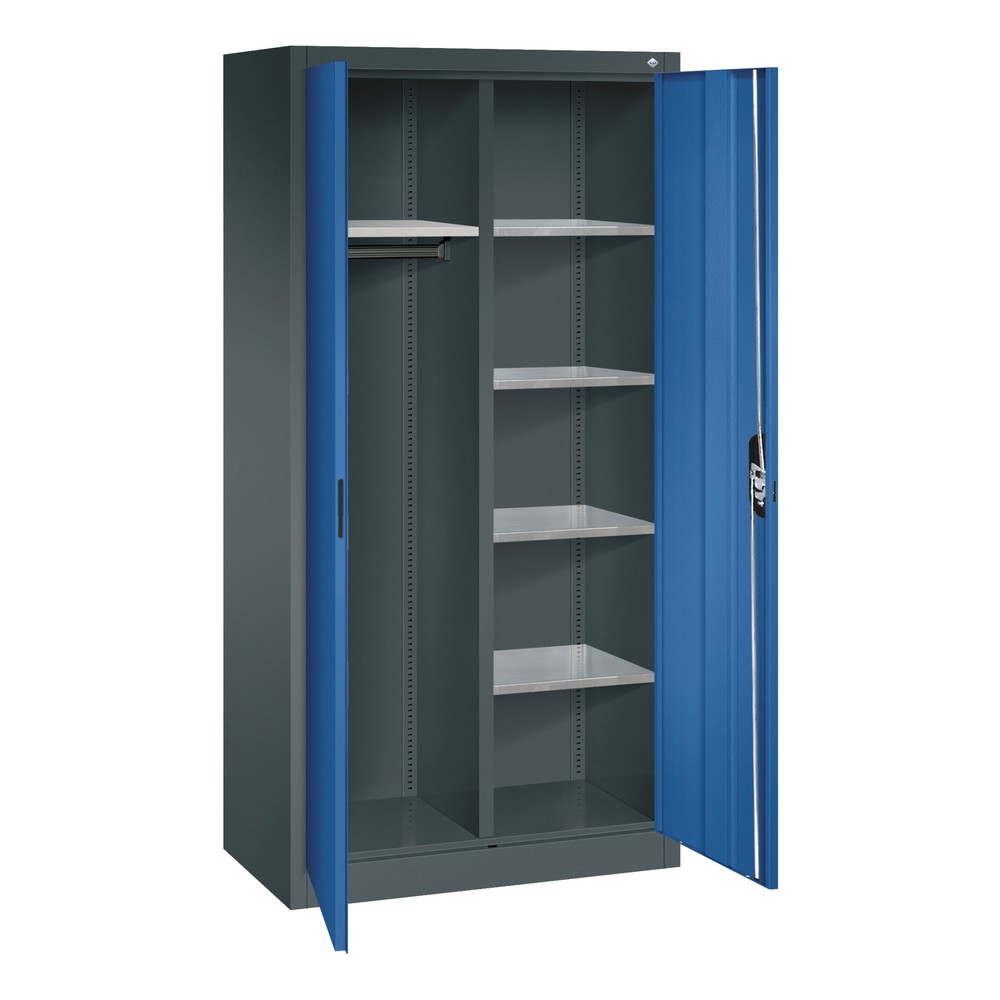 Productafbeelding nr. 4: Garderobekast C+P, 6 vakken + kledingstang, hxbxd 1.950 x 930 x 500 mm, antracietgrijs, gentiaanblauw