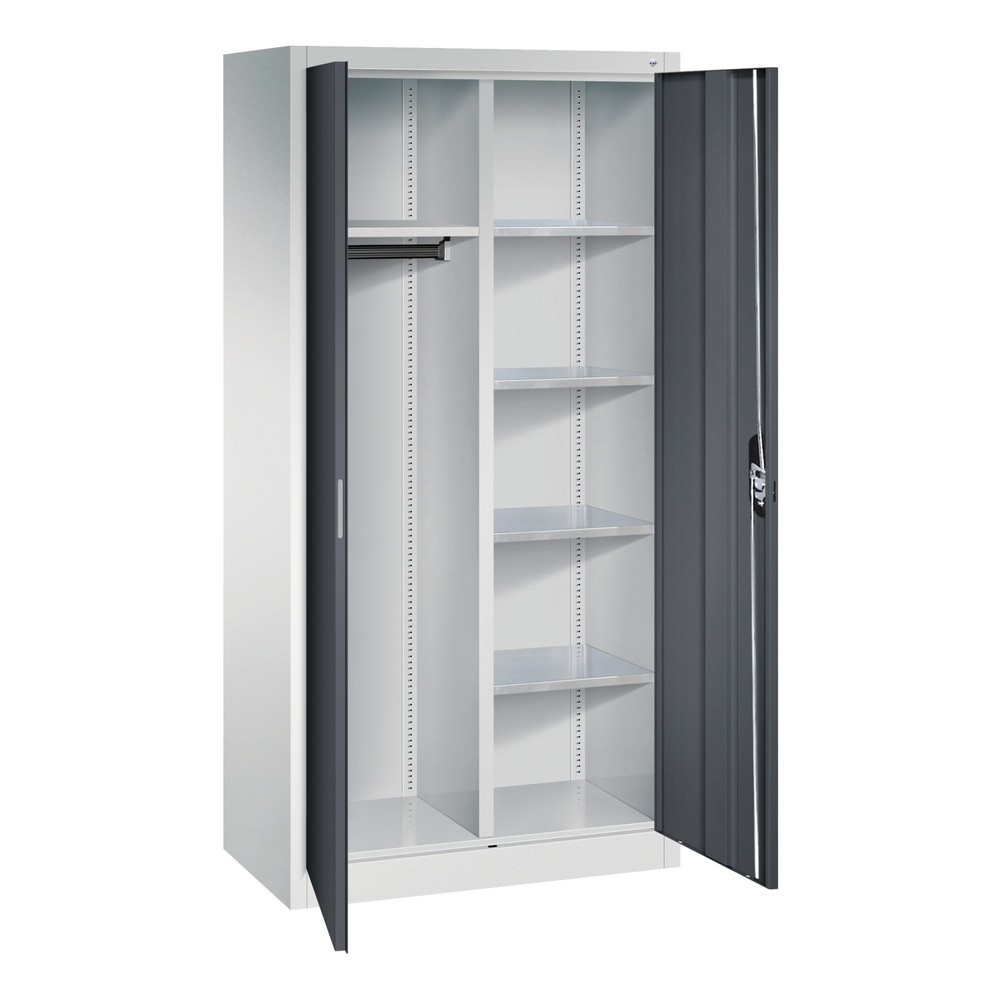 Productafbeelding nr. 5: Garderobekast C+P, 6 vakken + kledingstang, hxbxd 1.950 x 930 x 500 mm, lichtgrijs, zwartgrijs