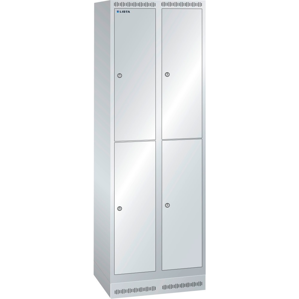 Product afbeelding: Garderobekast LISTA, (dxh) 500x1800 mm, met sokkel, 2 rijen, 2x2 compartimenten, slot