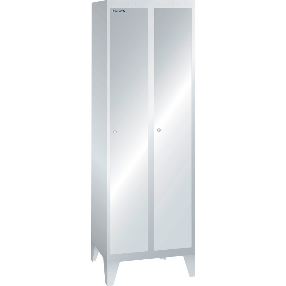 Product afbeelding: Garderobekast met geperforeerd paneel LISTA, (dxh) 500x1850 mm, met poten, 2 compartimenten, cilinderslot