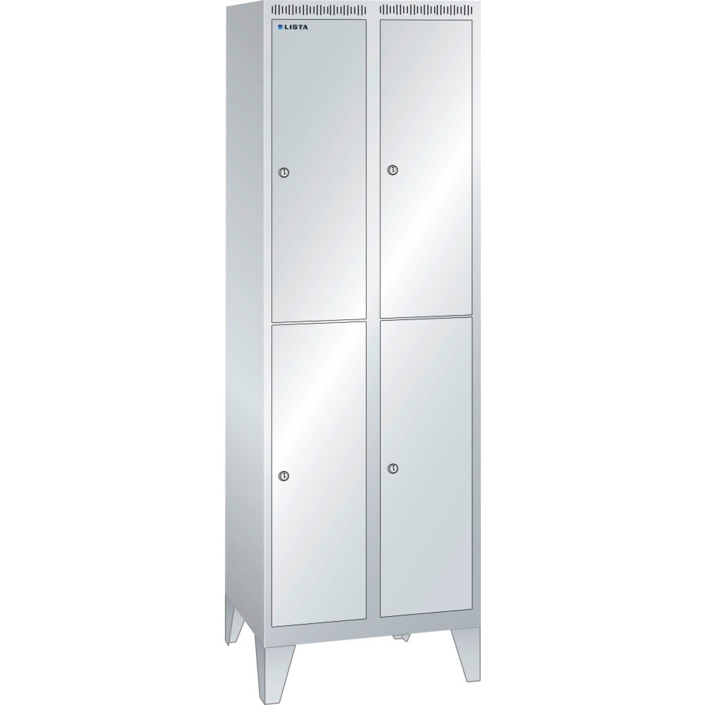 Product afbeelding: Garderobekast LISTA, (dxh) 500x1850 mm, met poten, 2 rijen, 2x2 compartimenten, cilinderslot
