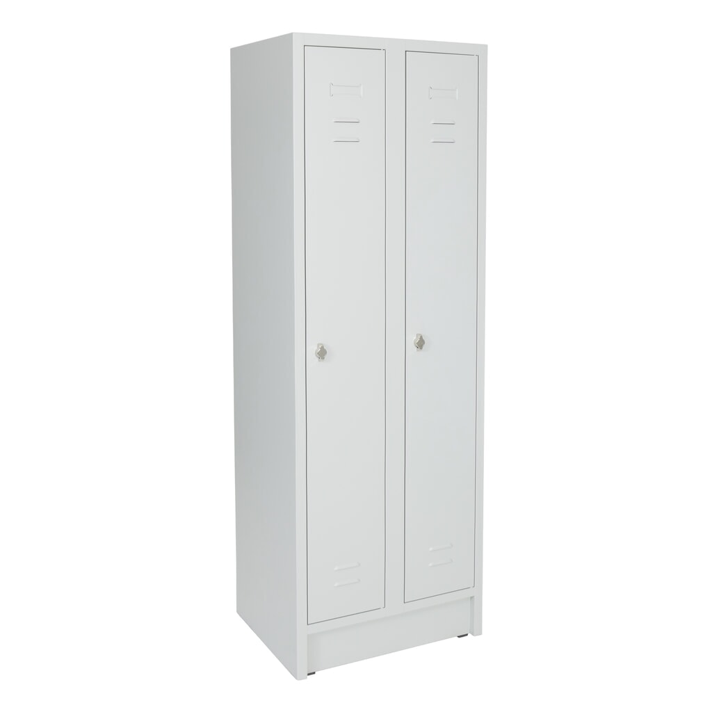 Product afbeelding: Garderobekast met sokkel HEMMDAL HG-S-2, draaivergrendeling, 2 compartimenten, lichtgrijs