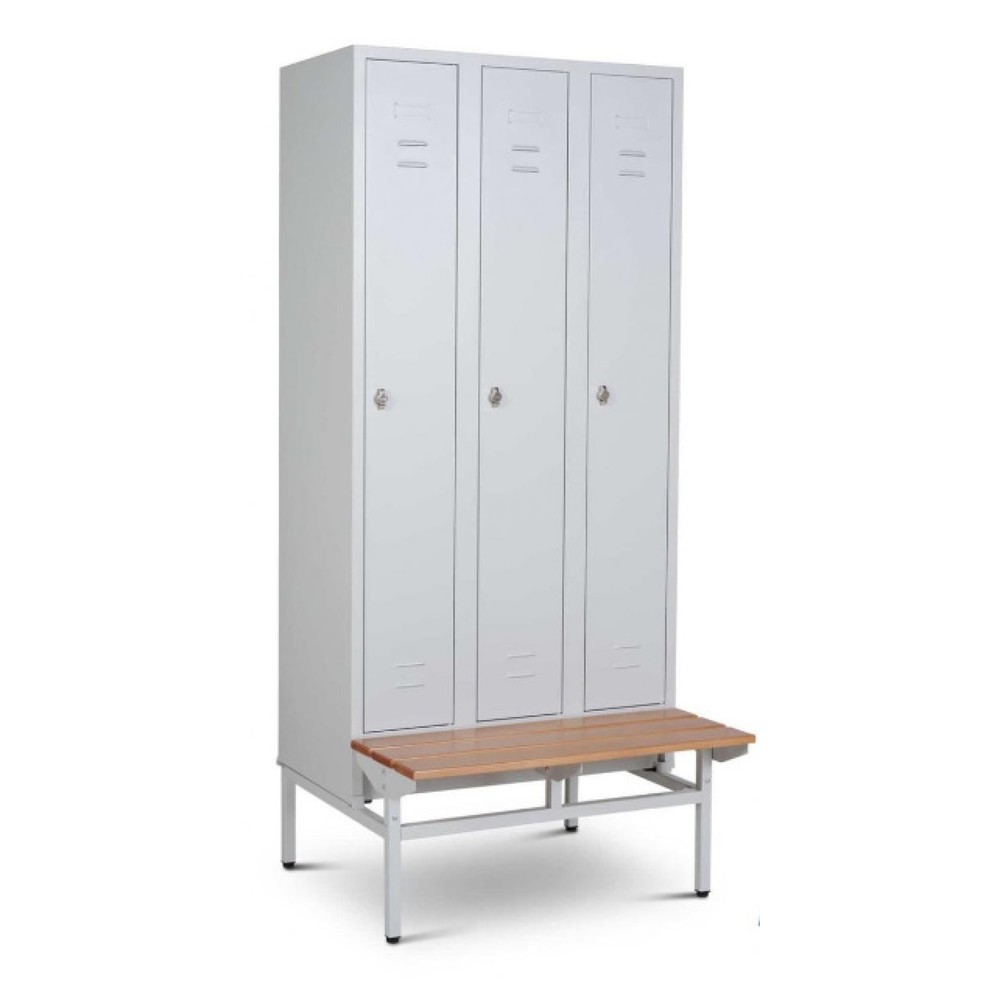 Productafbeelding nr. 1: Garderobekast met zitbank HEMMDAL HG-SB-1, draaivergrendeling, 3 compartimenten, hxbxd 1800 x 900 x 500 mm, lichtgrijs