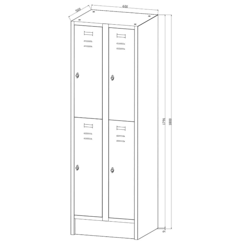 Productafbeelding nr. 3: Garderobekast met zitbank HEMMDAL HG-SB-2, draaivergrendeling, met 2 etages, 4 vakken, hxbxd 1800 x 600 x 500 mm, lichtgrijs