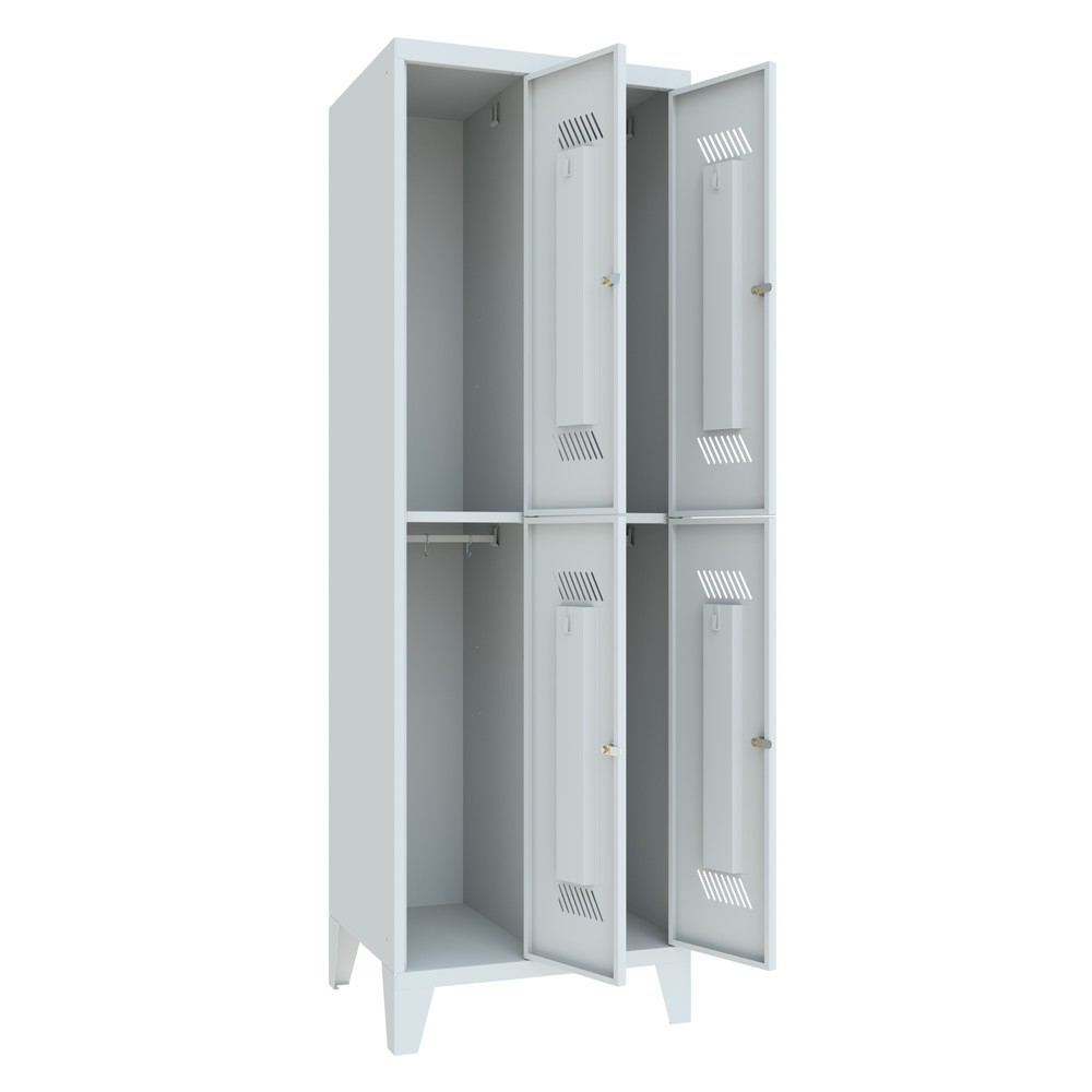 Productafbeelding nr. 3: Garderobekast PAVOY met poten + cilinderslot, met 2 etages, 4 vakken, hxbxd 1.850 x 630 x 500 mm, lichtgrijs, lichtgrijs