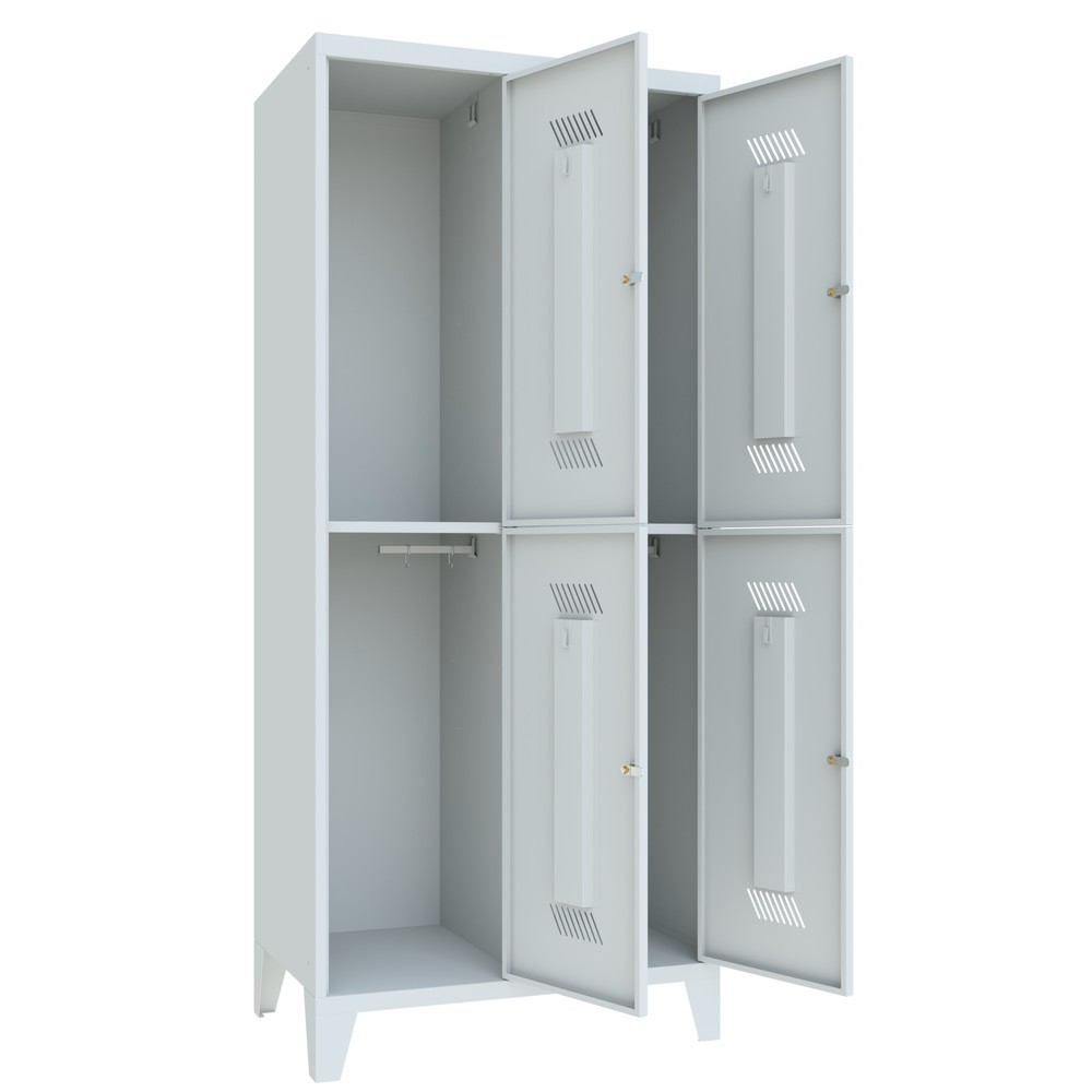 Productafbeelding nr. 3: Garderobekast PAVOY met poten + cilinderslot, met 2 etages, 4 vakken, hxbxd 1.850 x 830 x 500 mm, lichtgrijs, lichtgrijs