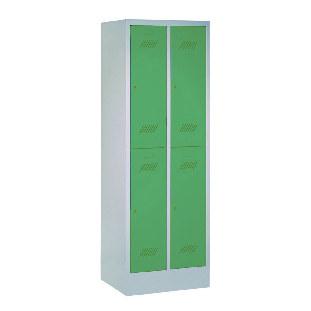 Product afbeelding: Garderobekast PAVOY met poten + draaivergrendeling, met 2 etages, 4 vakken, hxbxd 1.850 x 830 x 500 mm, lichtgrijs, gentiaanblauw