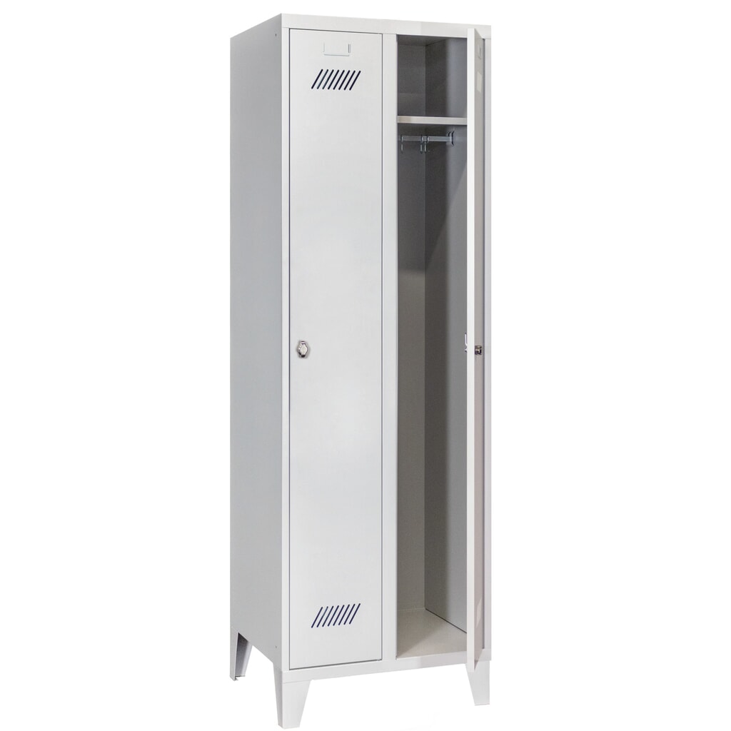 Garderobekast PAVOY met poten + draaivergrendeling, 2 compartimenten, hxbxd 1.850 x 630 x 500 mm, lichtgrijs, lichtgrijs Productafbeelding nr. 3: Garderobekast PAVOY met poten + draaivergrendeling, 2 compartimenten, hxbxd 1.850 x 630 x 500 mm, lichtgrijs, lichtgrijs