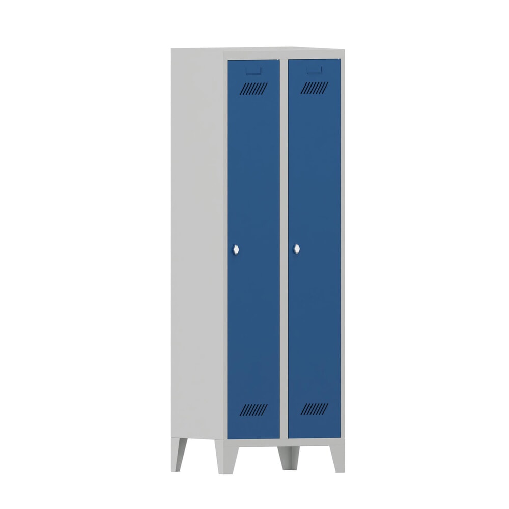 Productafbeelding nr. 1: Garderobekast PAVOY met poten + draaivergrendeling, 2 compartimenten, hxbxd 1.850 x 630 x 500 mm, gentiaanblauw, lichtgrijs
