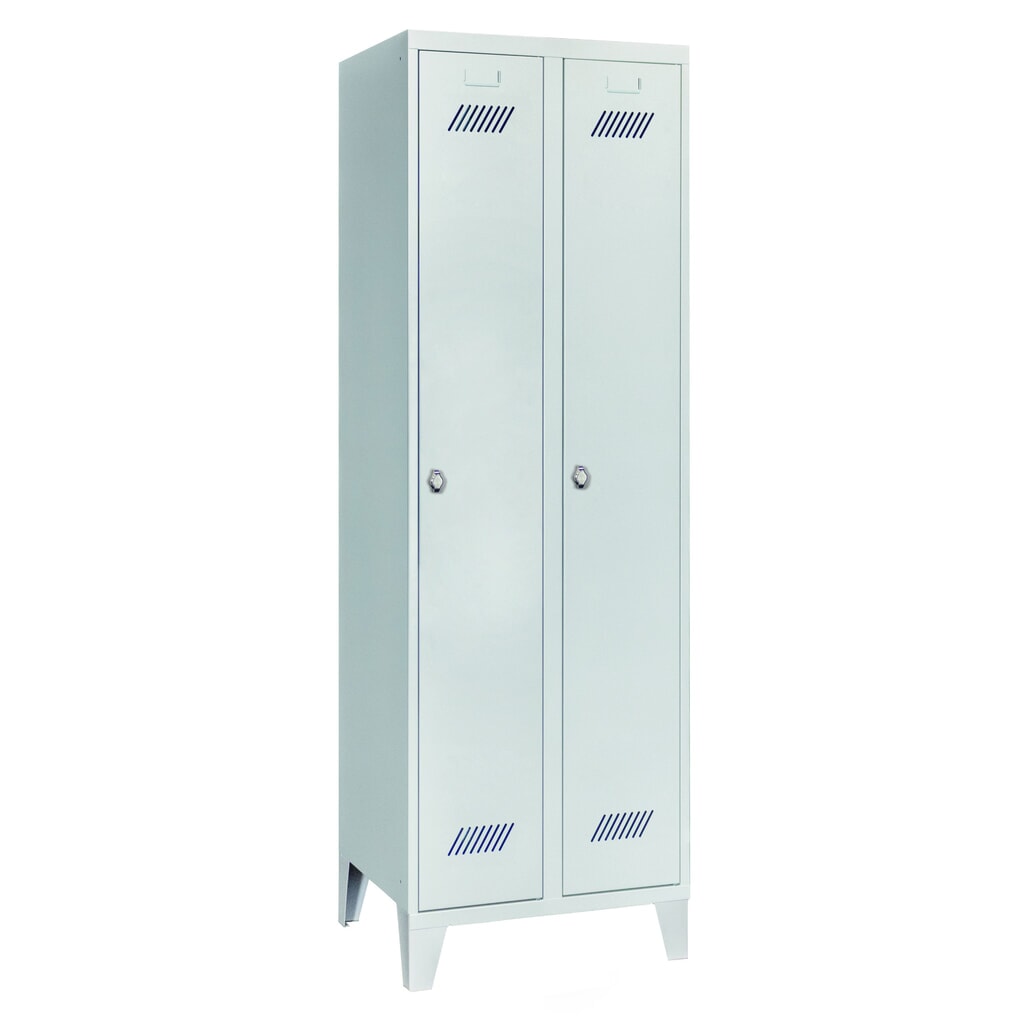 Product afbeelding: Garderobekast PAVOY met poten + draaivergrendeling, 2 compartimenten, hxbxd 1.850 x 630 x 500 mm, lichtgrijs, lichtgrijs