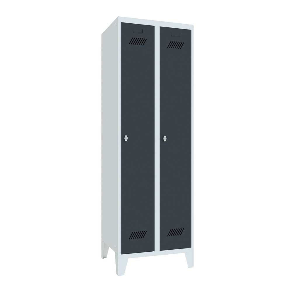 Productafbeelding nr. 1: Garderobekast PAVOY met poten + draaivergrendeling, 2 compartimenten, hxbxd 1.850 x 630 x 500 mm, antracietgrijs, lichtgrijs