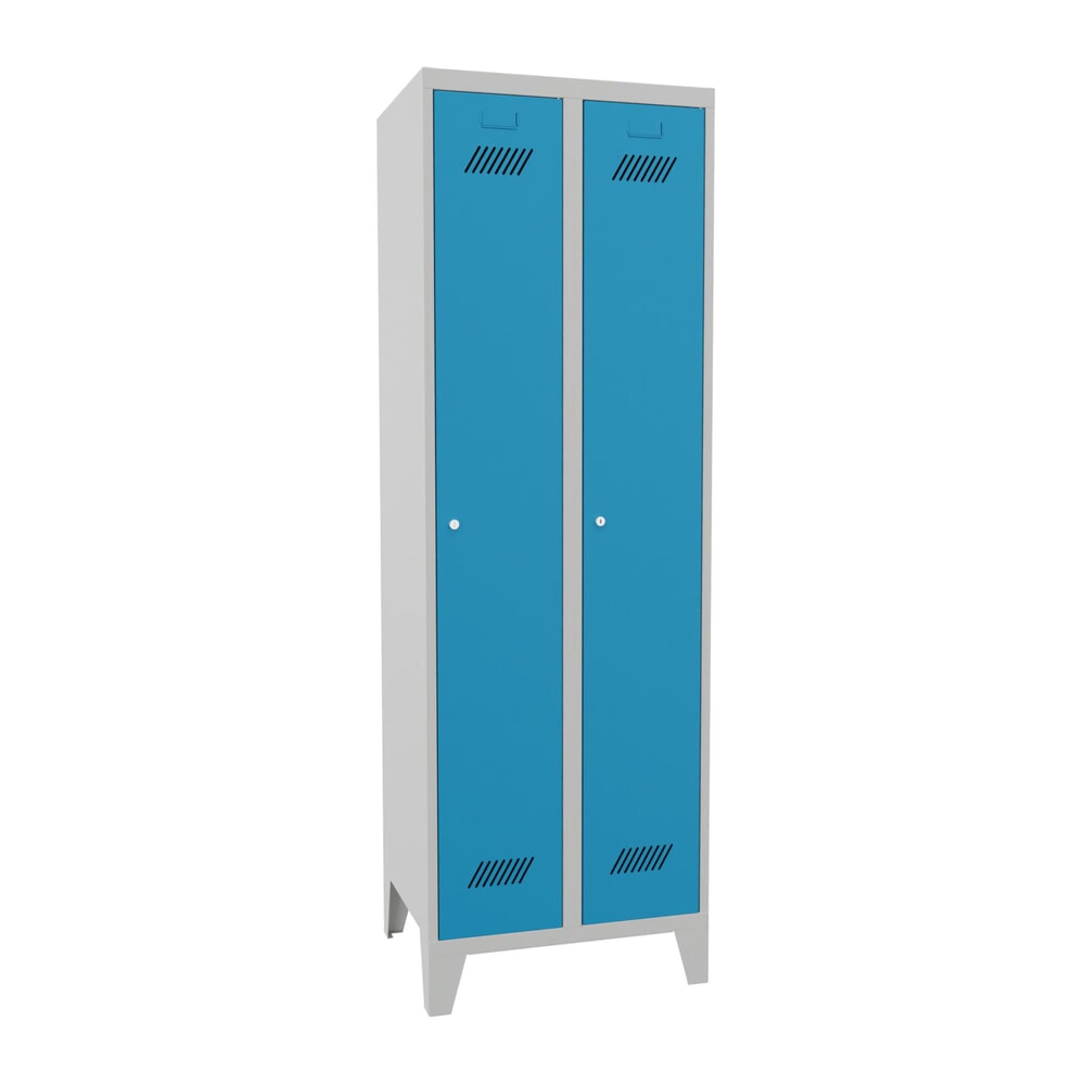 Productafbeelding nr. 1: Garderobekast PAVOY met poten + cilinderslot, met 2 compartimenten, hxbxd 1.850 x 630 x 500 mm, lichtblauw, lichtgrijs