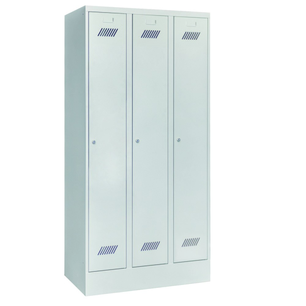 Productafbeelding nr. 2: Garderobekast PAVOY met sokkel + cilinderslot, met 3 compartimenten, hxbxd 1.850 x 930 x 500 mm, lichtgrijs, lichtgrijs