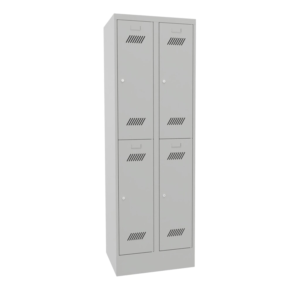 Productafbeelding nr. 1: Garderobekast PAVOY met sokkel + cilinderslot, met 2 etages, 4 vakken, hxbxd 1.850 x 630 x 500 mm, lichtgrijs, lichtgrijs