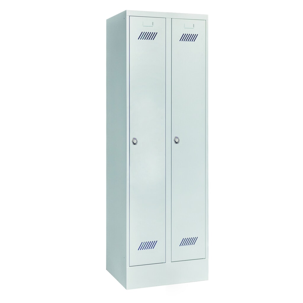 Product afbeelding: Garderobekast PAVOY met sokkel + draaivergrendeling, 2 compartimenten, hxbxd 1.850 x 630 x 500 mm, lichtgrijs, lichtgrijs