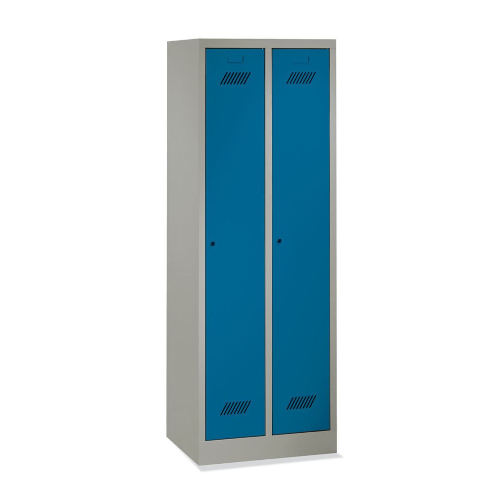 Product afbeelding: Garderobekast PAVOY met sokkel + draaivergrendeling, 2 compartimenten, hxbxd 1.850 x 630 x 500 mm, vuurrood, lichtgrijs