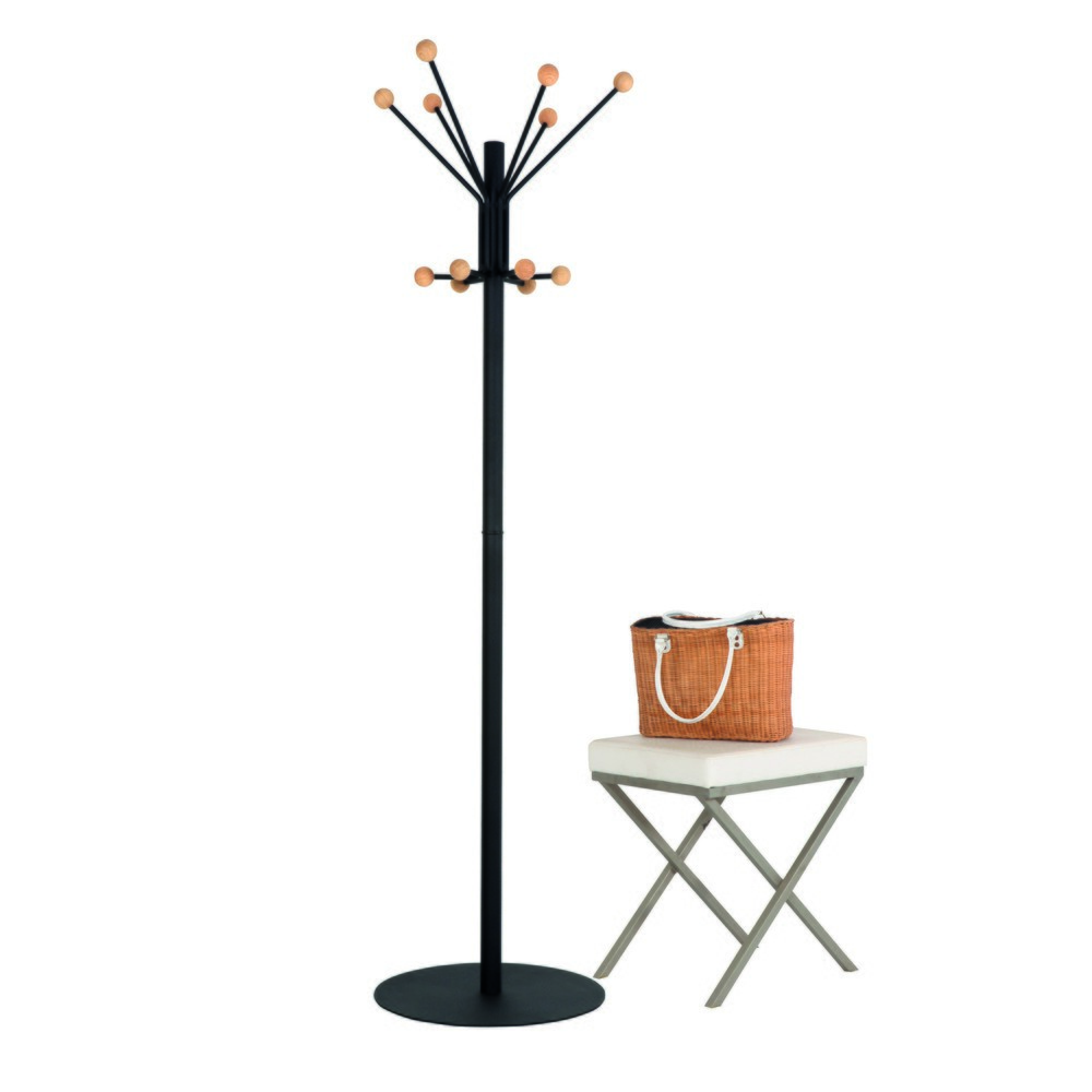 Productafbeelding nr. 3: Garderobestandaard Giant, vrijstaand, 12 haken met houten knop, zwart