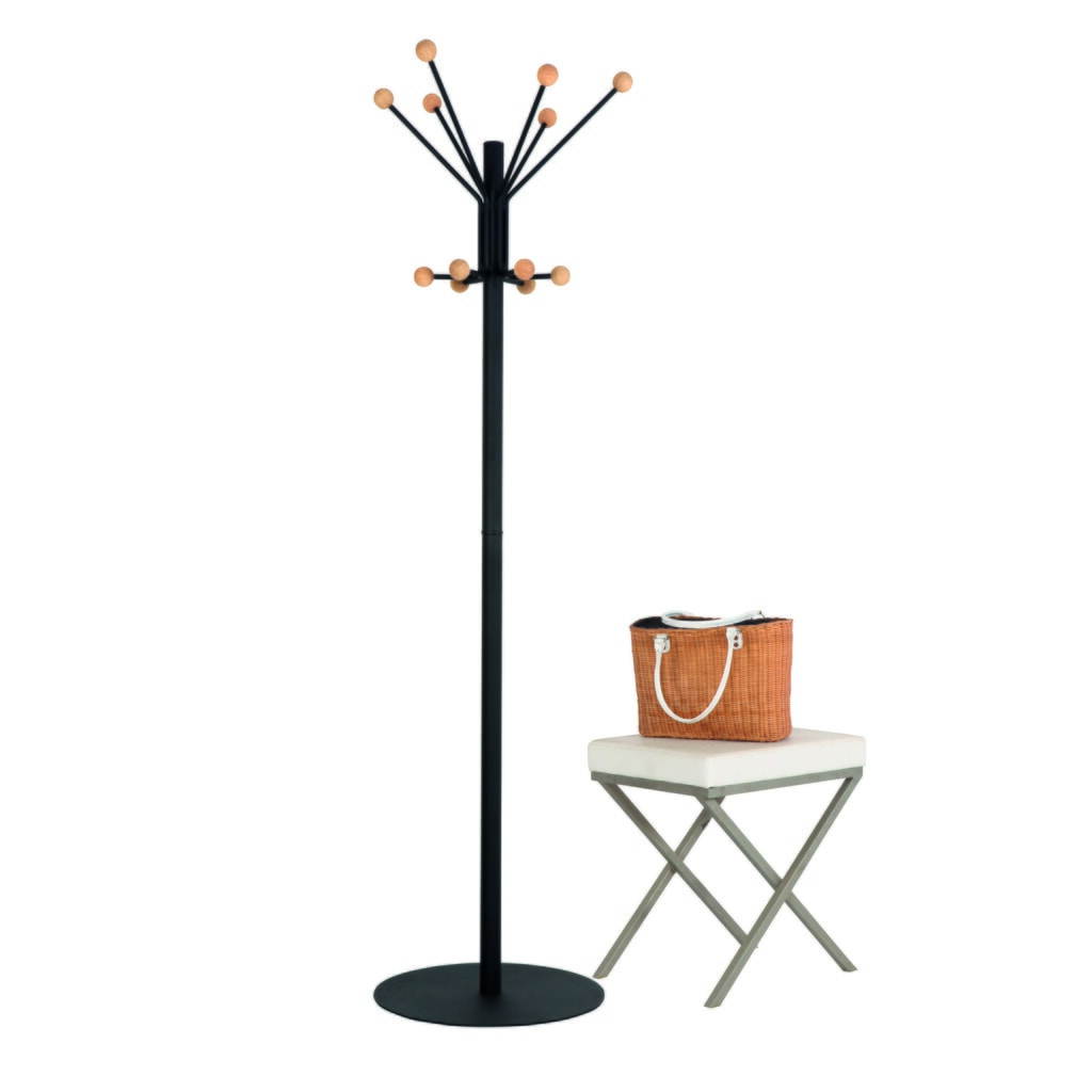 Productafbeelding nr. 3: Garderobestandaard Giant, vrijstaand, 12 haken met houten knop, zwart