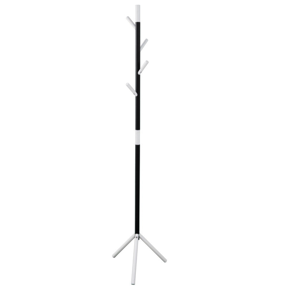 Product afbeelding: Garderobestandaard Linair, vrijstaand, 4 haken, zwart, wit