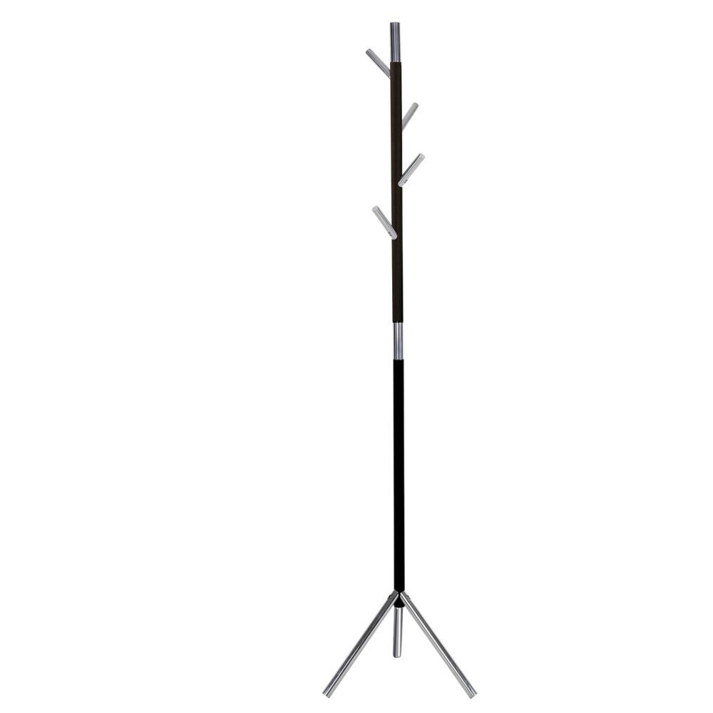 Product afbeelding: Garderobestandaard Linair, vrijstaand, 4 haken, zwart, verchroomd