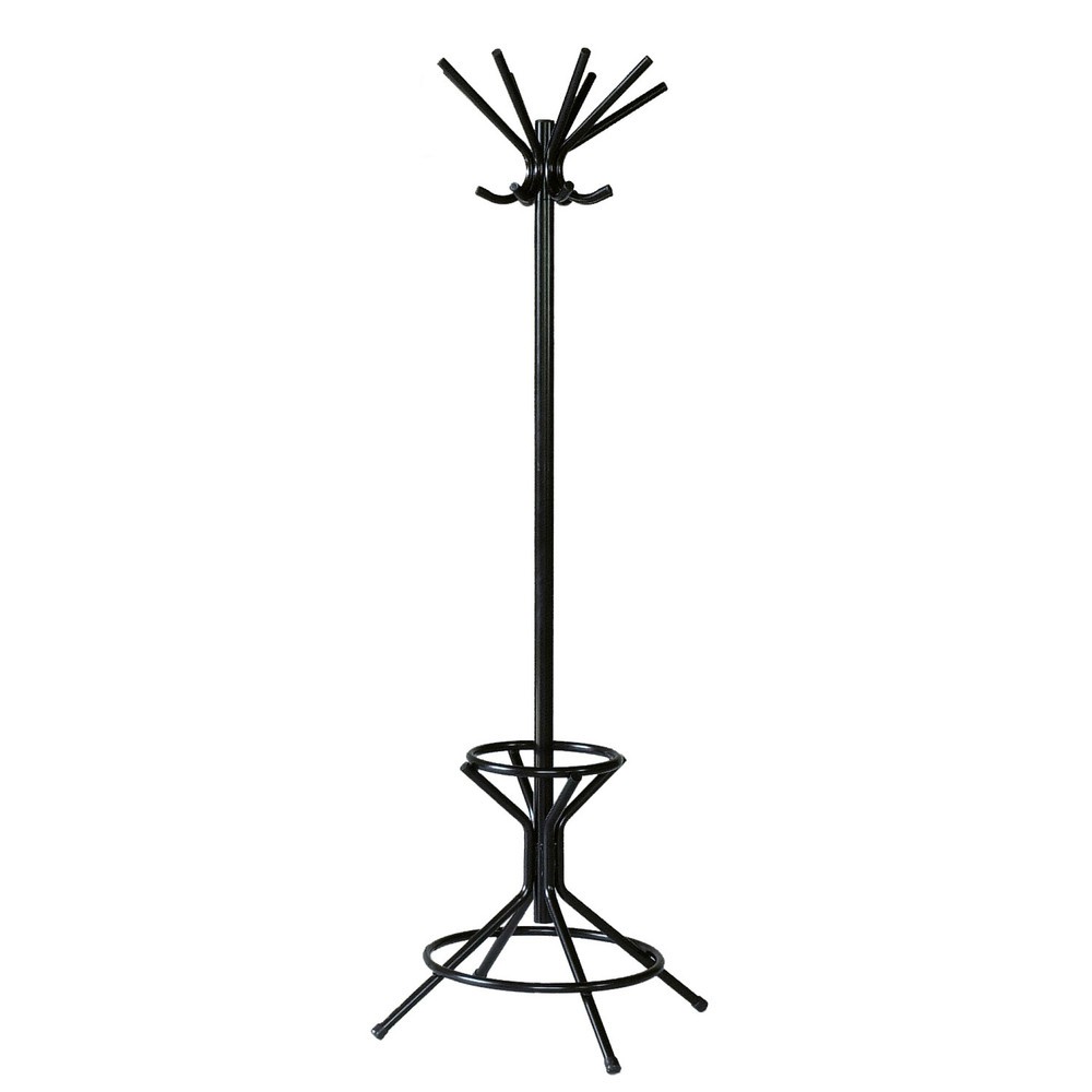 Product afbeelding: Garderobestandaard, vrijstaand, 8 dubbele haken, met parapluhouder, zwart