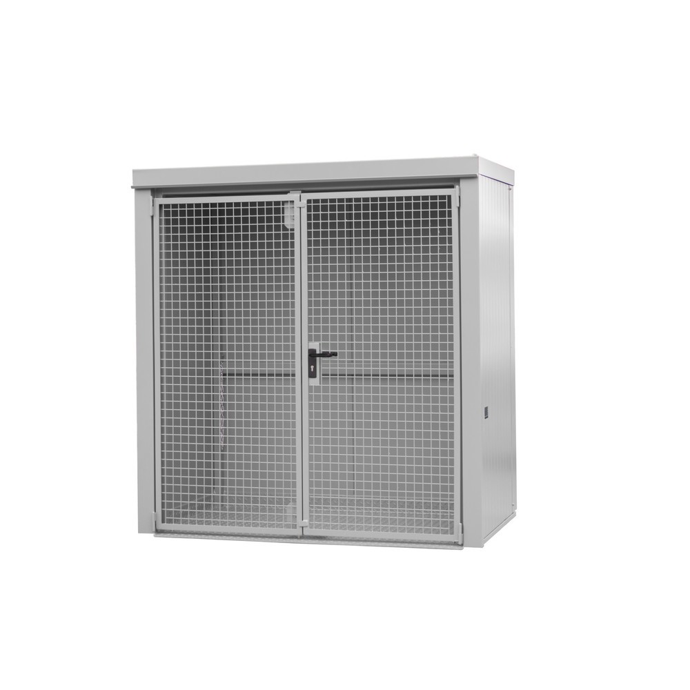 Product afbeelding: Gascilindercontainer met dak voor max. 28 flessen, brandwerend, muisgrijs