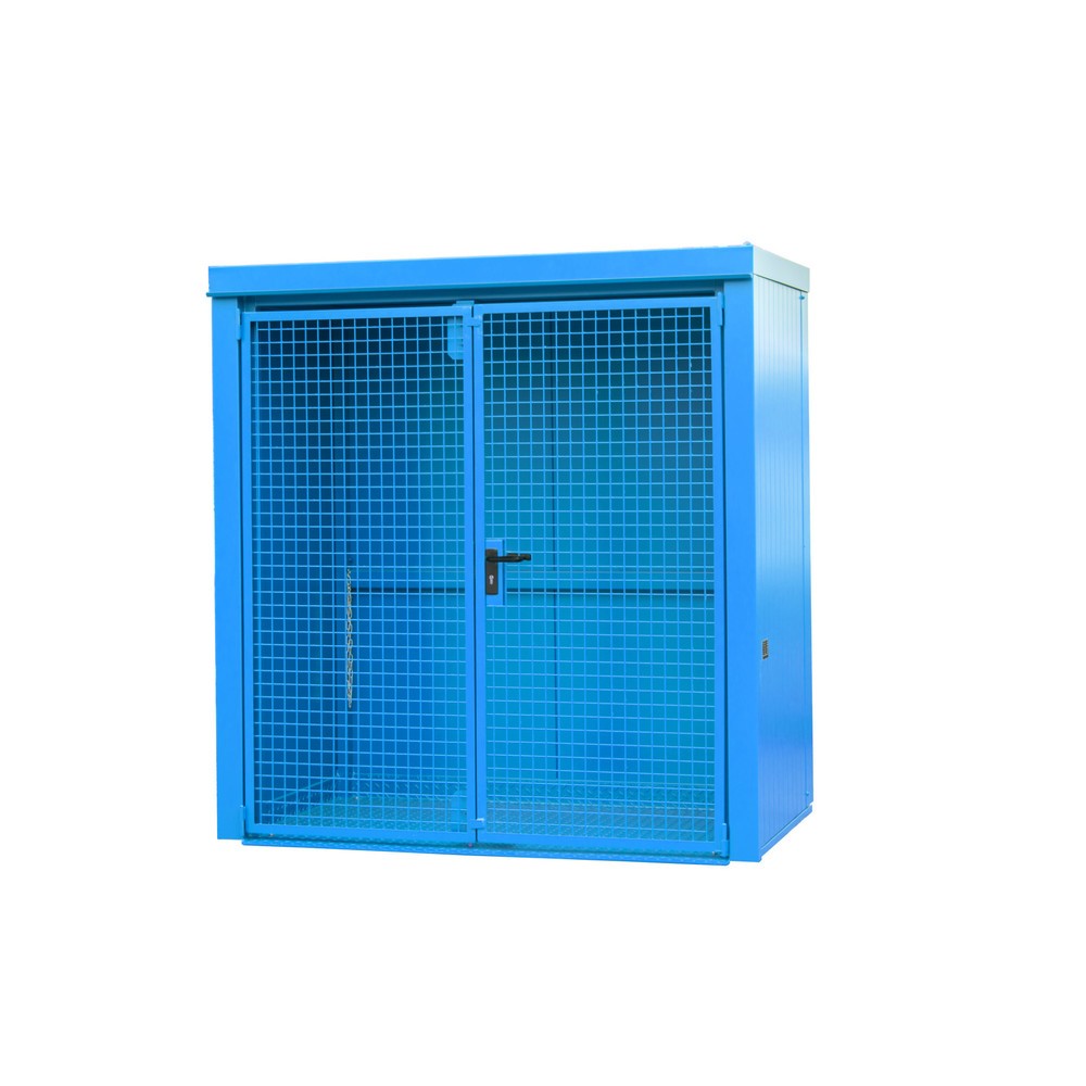 Product afbeelding: Gascilindercontainer met dak voor max. 28 flessen, brandwerend, lichtblauw