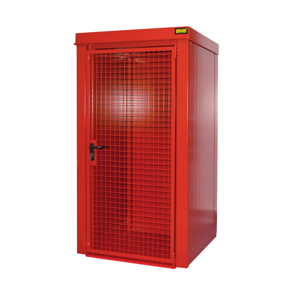 Gasflescontainer voor max. 9 flessen, brandbestendig, vuurrood Product afbeelding: Gasflescontainer voor max. 9 flessen, brandbestendig, vuurrood