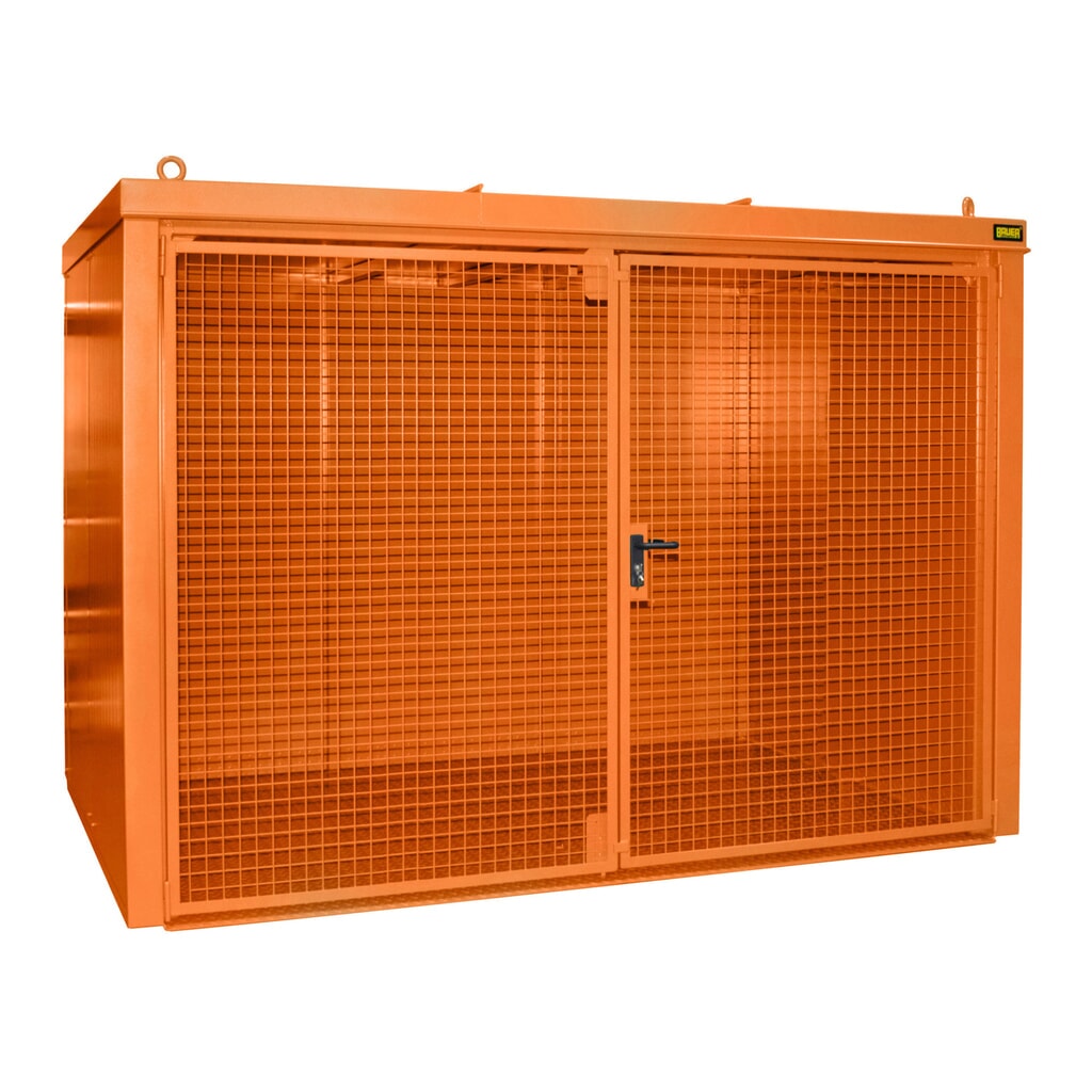 Product afbeelding: Gasflescontainer voor max. 60 flessen, brandbestendig, geeloranje