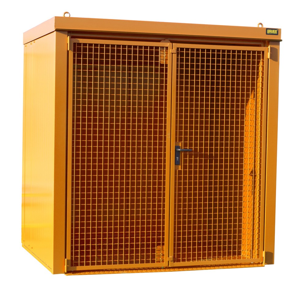 Product afbeelding: Gasflescontainer voor max. 35 flessen, brandbestendig, geeloranje
