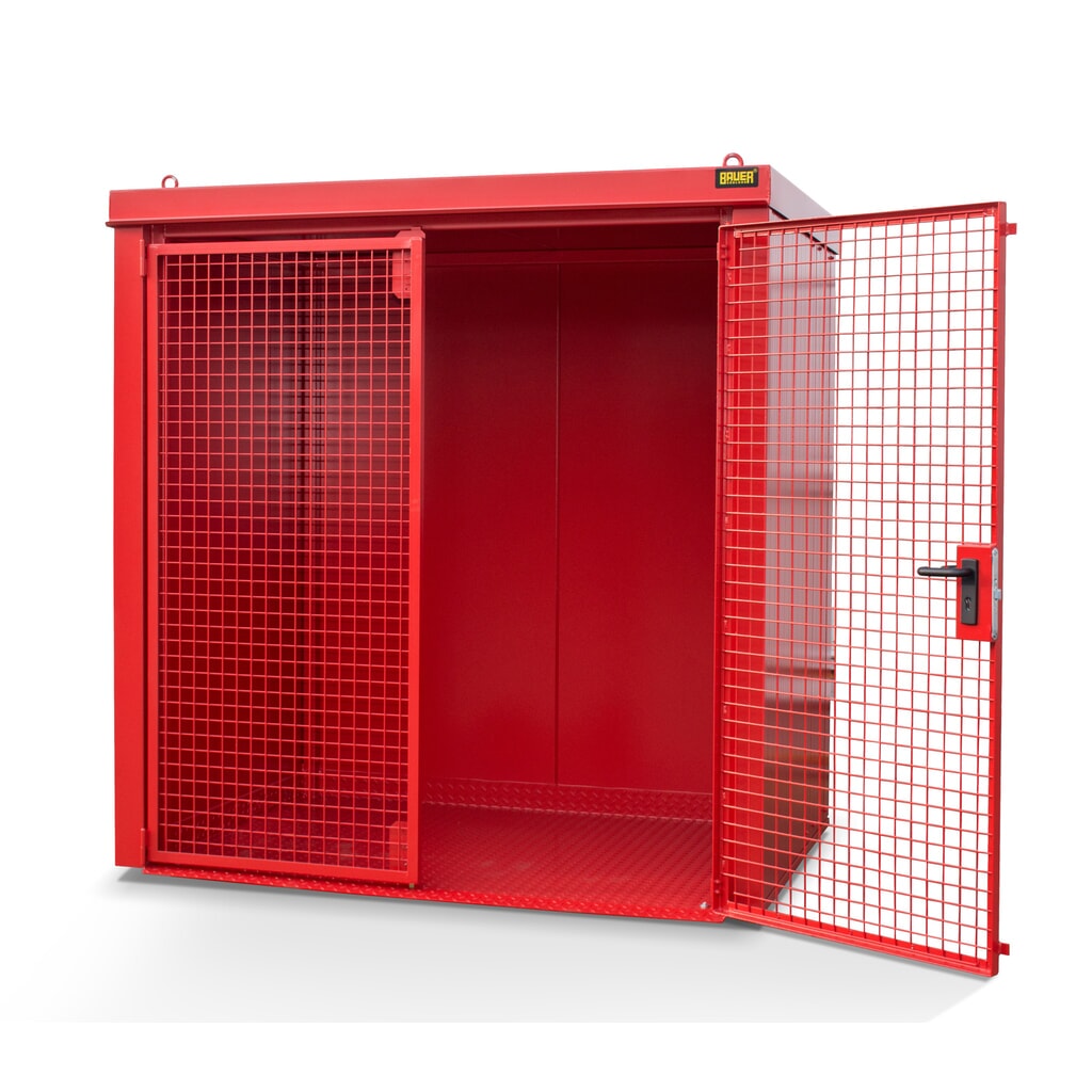 Gasflescontainer voor max. 35 flessen, brandbestendig, vuurrood Product afbeelding: Gasflescontainer voor max. 35 flessen, brandbestendig, vuurrood