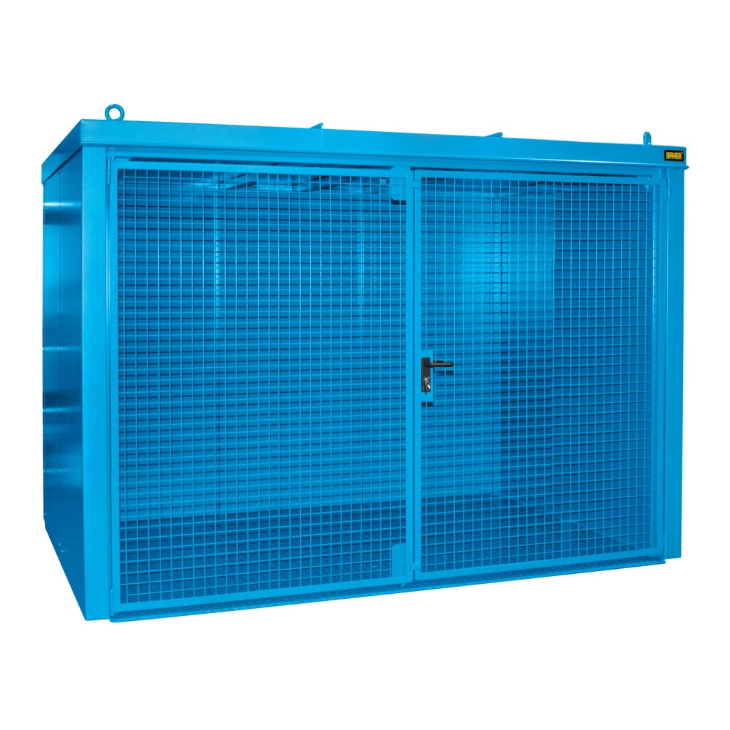 Gasflescontainer voor max. 60 flessen, brandbestendig, lichtblauw Product afbeelding: Gasflescontainer voor max. 60 flessen, brandbestendig, lichtblauw