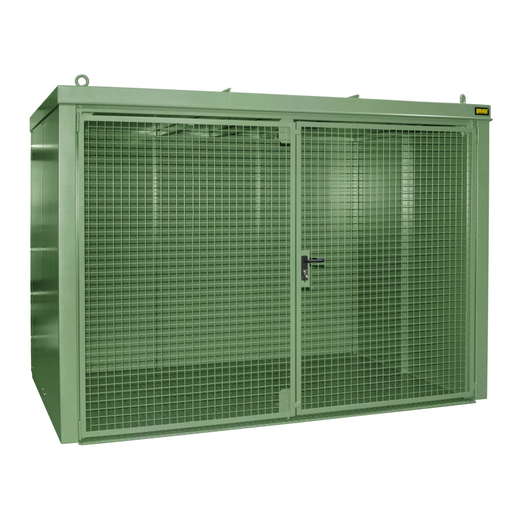 Product afbeelding: Gasflescontainer voor max. 96 flessen, brandbestendig, resedagroen