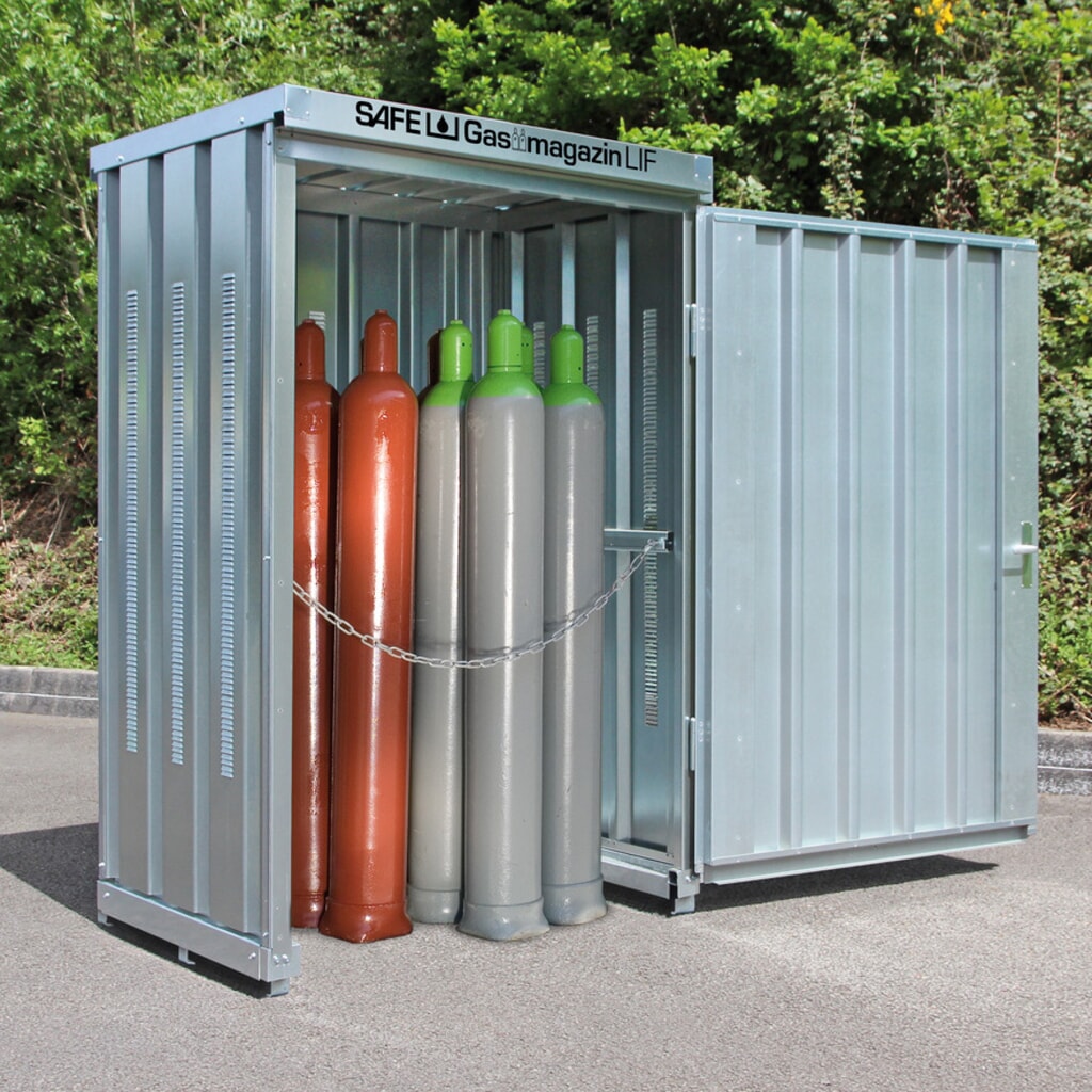 Gasflessencontainer TRGS 510 LIF zonder vloerframe, hxbxd 2.250 x 1.420 x 1.080 mm Product afbeelding: Gasflessencontainer TRGS 510 LIF zonder vloerframe, hxbxd 2.250 x 1.420 x 1.080 mm