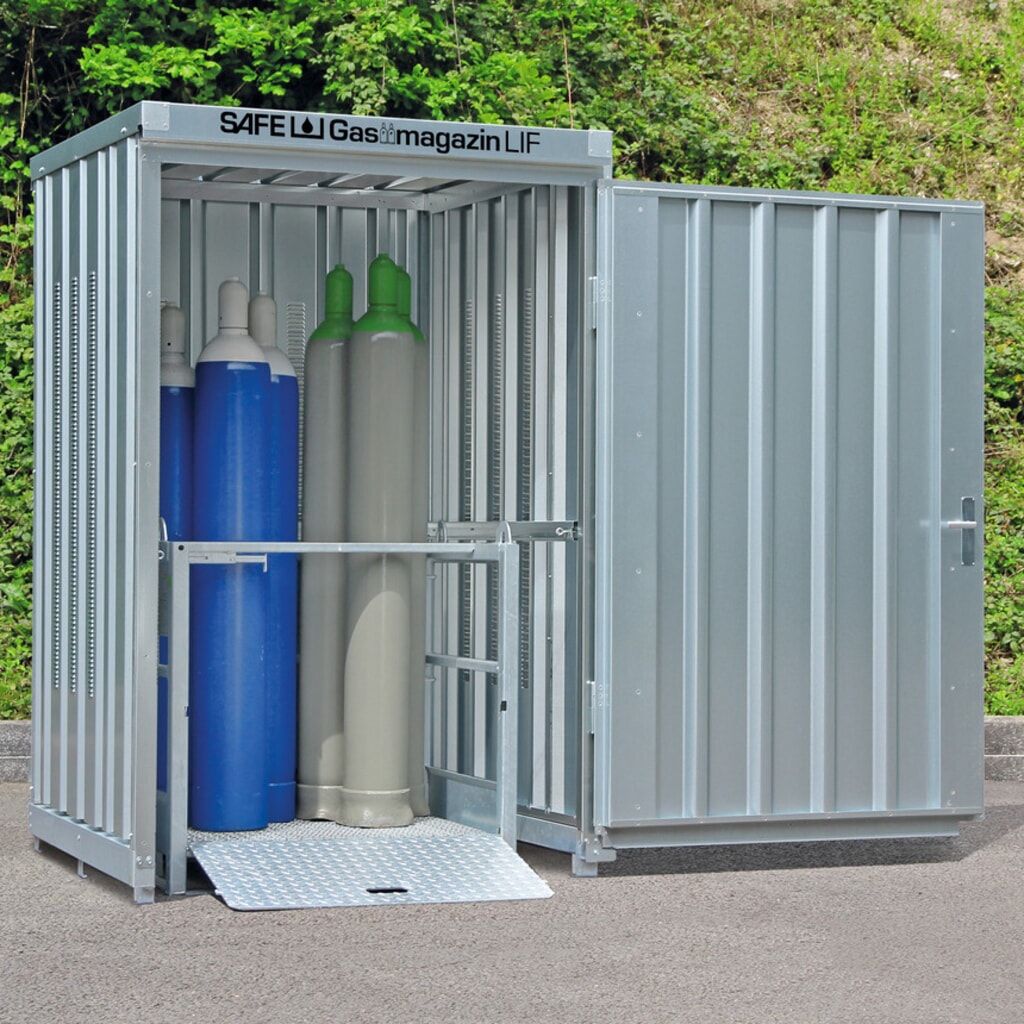 Gasflessencontainer TRGS 510 LIF zonder vloerframe, hxbxd 2.250 x 1.420 x 1.490 mm Product afbeelding: Gasflessencontainer TRGS 510 LIF zonder vloerframe, hxbxd 2.250 x 1.420 x 1.490 mm