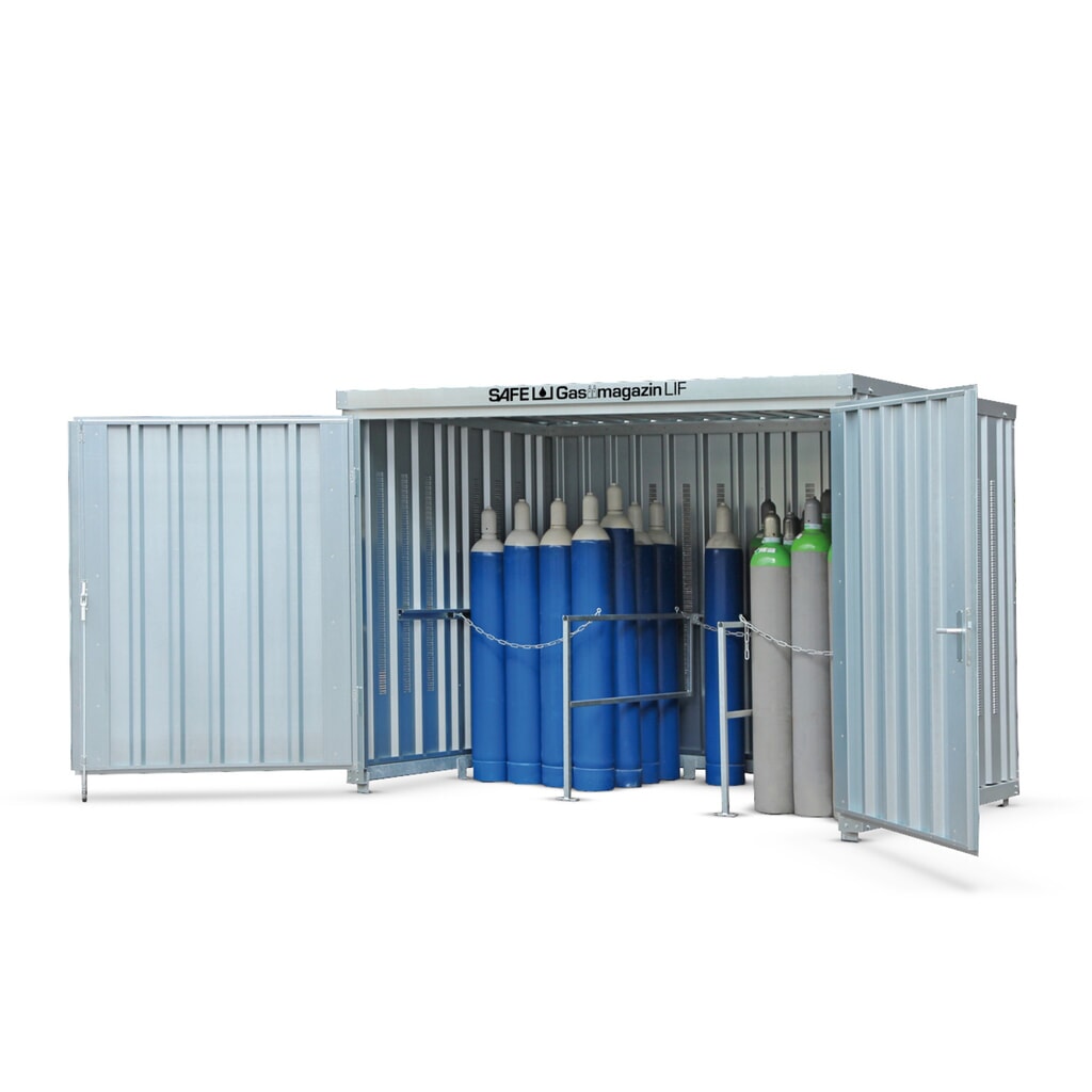 Gasflessencontainer TRGS 510 LIF zonder vloerframe, hxbxd 2.250 x 3.005 x 2.170 mm Product afbeelding: Gasflessencontainer TRGS 510 LIF zonder vloerframe, hxbxd 2.250 x 3.005 x 2.170 mm