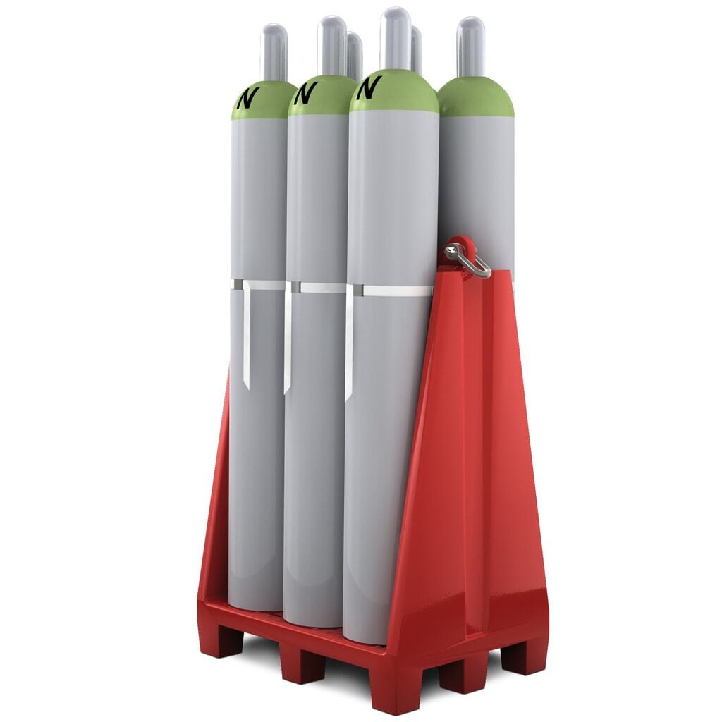 Gasflessenpallet van PE, voor maximaal 6 gasflessen van max. Ø 230 mm Product afbeelding: Gasflessenpallet van PE, voor maximaal 6 gasflessen van max. Ø 230 mm