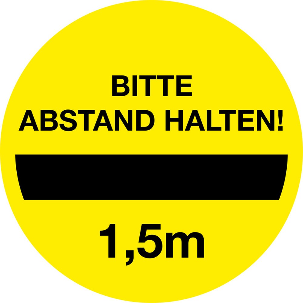 Product afbeelding: Gebodsbord ‘1,5 m afstand houden a.u.b.', Ø 200 mm, pvc-folie, zelfklevend