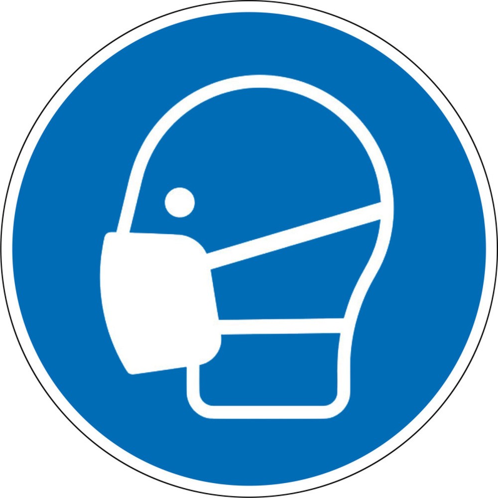 Product afbeelding: Gebodsbord ‘Mond- en neusbescherming gebruiken', Ø 200 mm, pvc-folie, zelfklevend