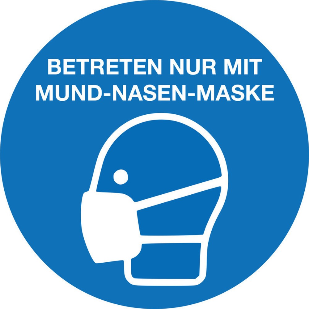 Product afbeelding: Gebodsbord 'Mond- en neusbescherming gebruiken', Ø 100 mm, pvc-folie, zelfklevend, set van 4
