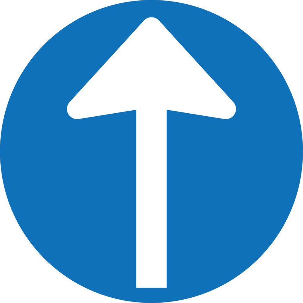 Product afbeelding: Gebodsbord 'Richtingspijl', Ø 100 mm, pvc-folie, zelfklevend, set van 4 stuks