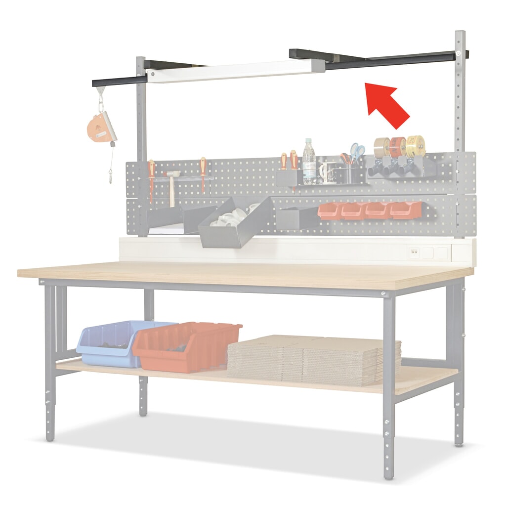 Product afbeelding: Geleiderail voor paktafel, incl. loopwagen, breedte 2.000 mm, lichtgrijs