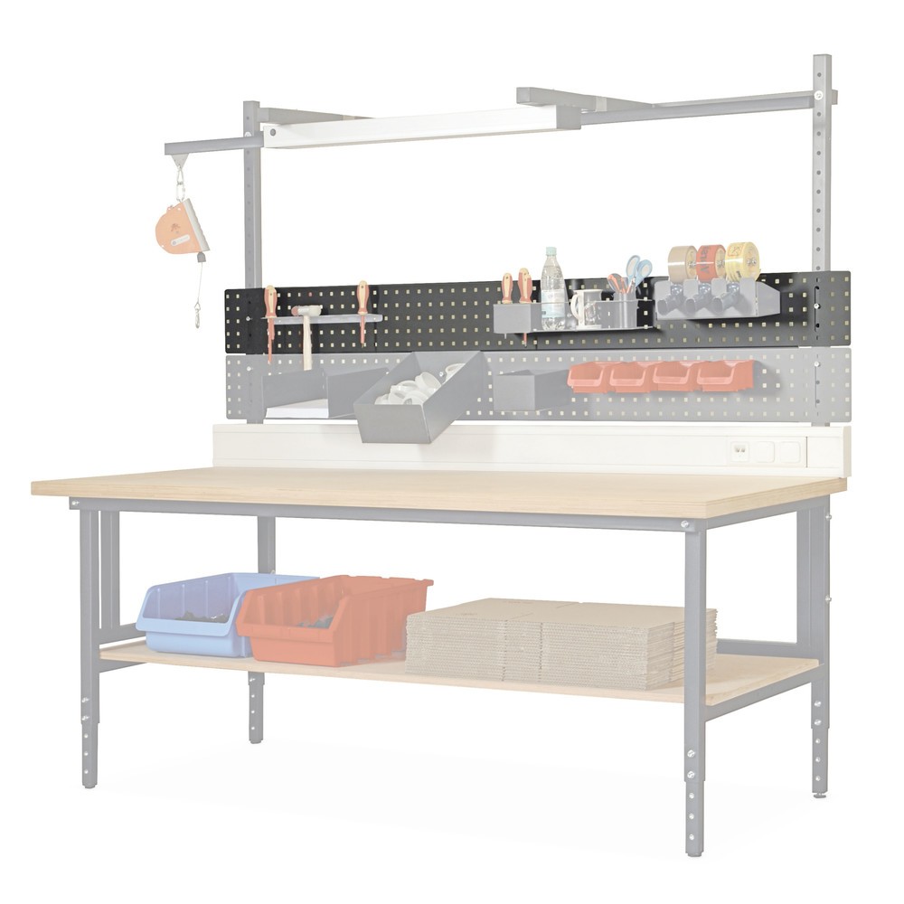 Product afbeelding: Geperforeerde plaat voor paktafel, bxd 200 x 1.600 mm, lichtgrijs