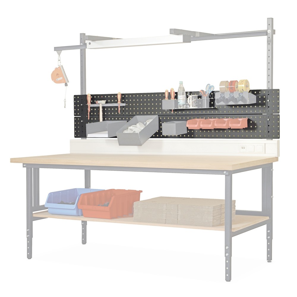 Product afbeelding: Geperforeerde plaat voor paktafel, bxd 400 x 1.600 mm, lichtgrijs